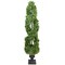 Northlight Real Touch™ Artificial Cedar Double Spiral Topiary Tree in Pot - 4.5'